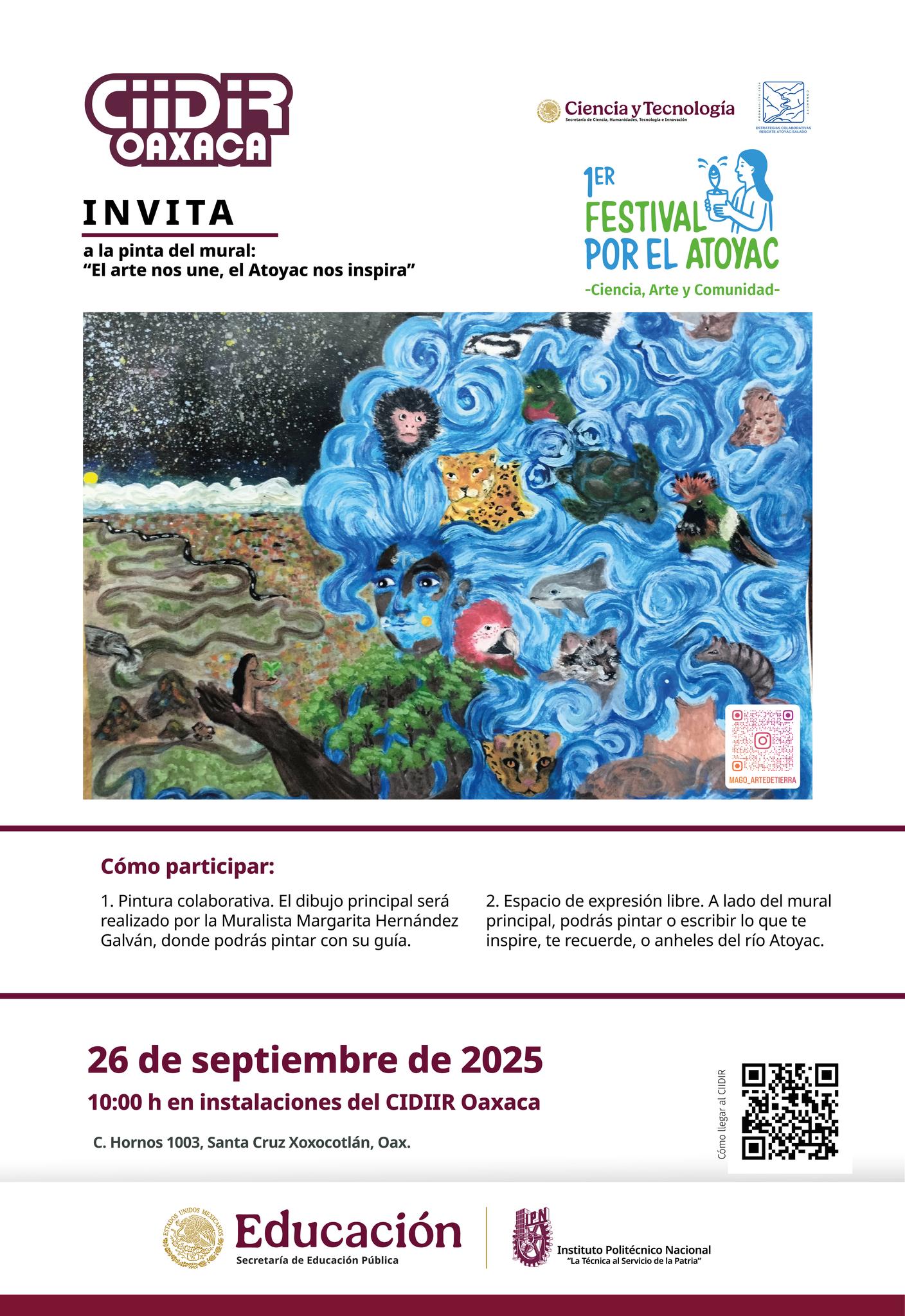 Mural colaborativo El arte nos une, el Atoyac nos inspira